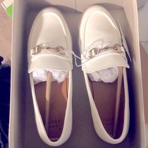 White thick sole loafers